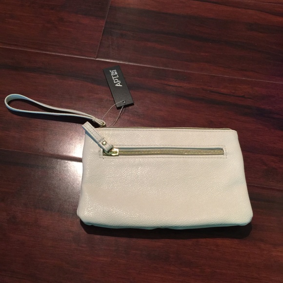 White Clutch Purse w/ Wrist Strap - Picture 2 of 4